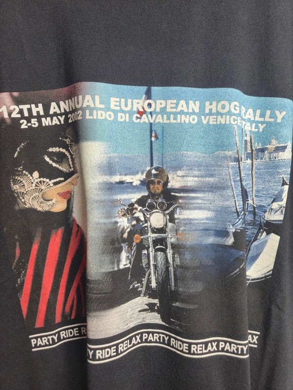 T-shirt Vintage Harley Davidson Hog European Rally 2002 Noir Xl Biker