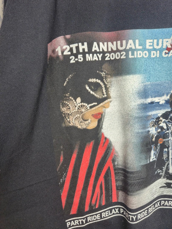 T-shirt Vintage Harley Davidson Hog European Rally 2002 Noir Xl Biker