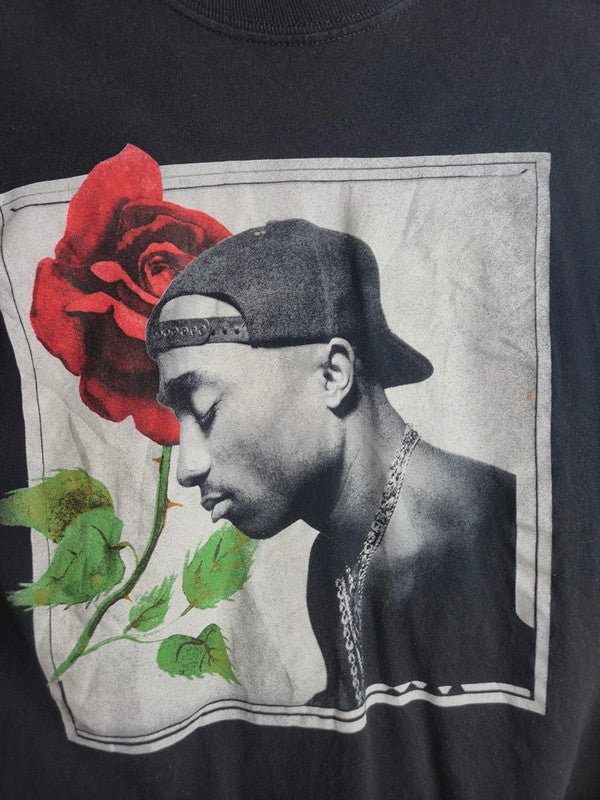 T-shirt manches longues 2pac Tupac Shakur Vintage Rap Us Noir Taille M