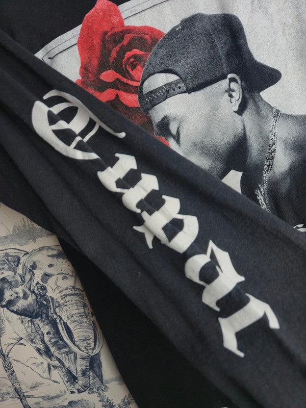 T-shirt manches longues 2pac Tupac Shakur Vintage Rap Us Noir Taille M