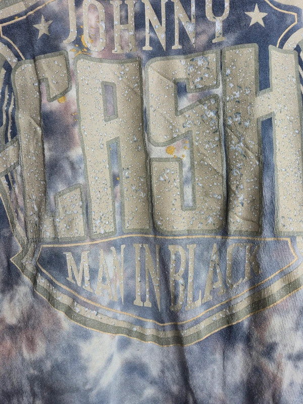 T-shirt Johnny Cash Tie-dye Man in Black Rock Vintage Gris Taille M