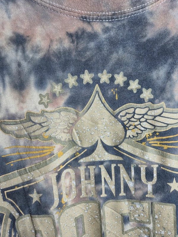 T-shirt Johnny Cash Tie-dye Man in Black Rock Vintage Gris Taille M