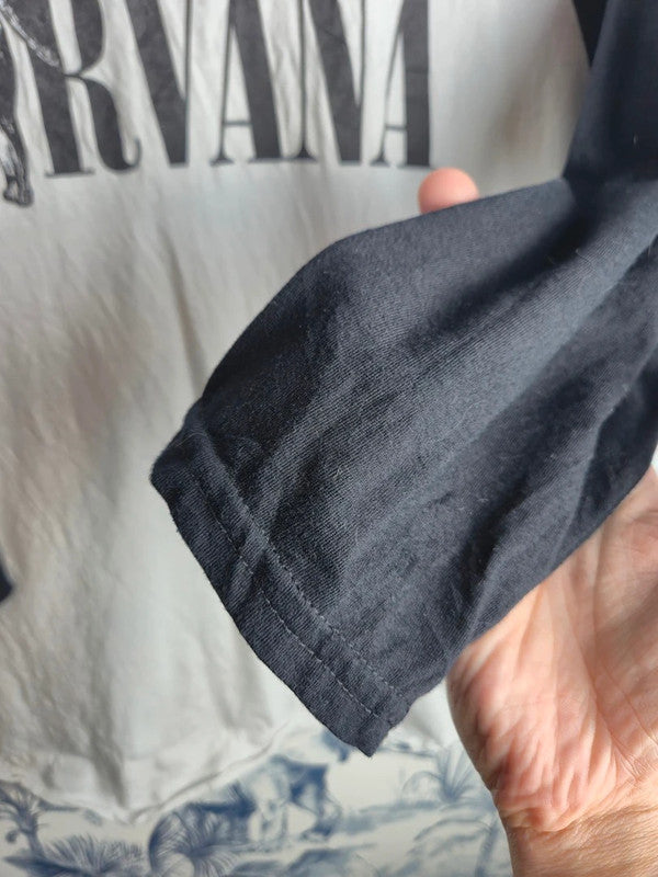 T-shirt Nirvana Raglan Rock Manches 3/4 In Utero Blanc Noir S