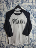 T-shirt Nirvana Raglan Rock Manches 3/4 In Utero Blanc Noir S