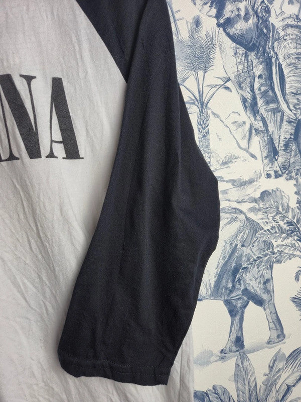 T-shirt Nirvana Raglan Rock Manches 3/4 In Utero Blanc Noir S