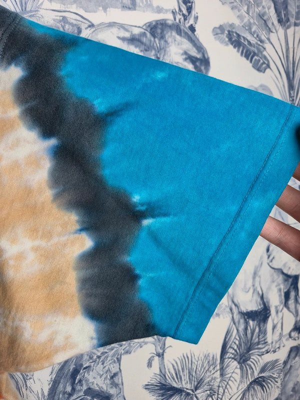 T-shirt Vintage Liquid Blue 1996 Amérindien Loup Tie-dye Taille L