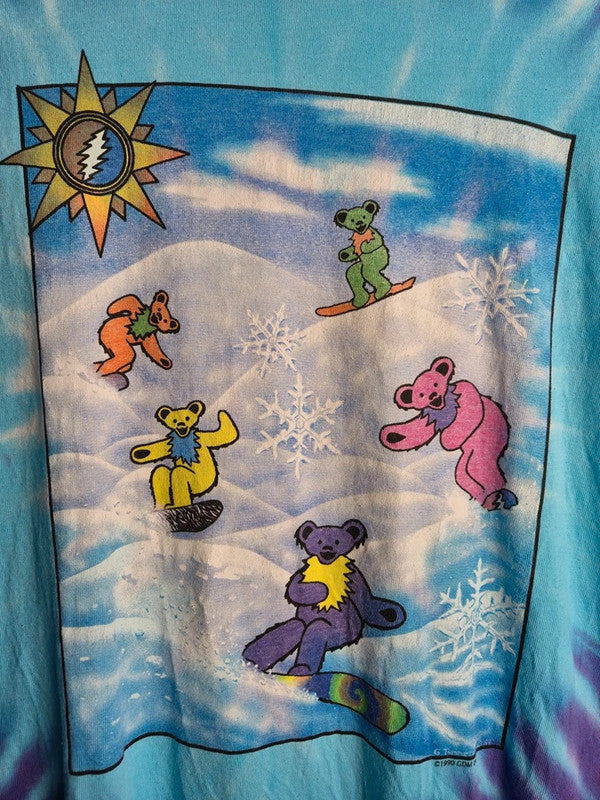 T-shirt Vintage Grateful Dead Tie-dye 1990 Steamboat Co Xl Bleu