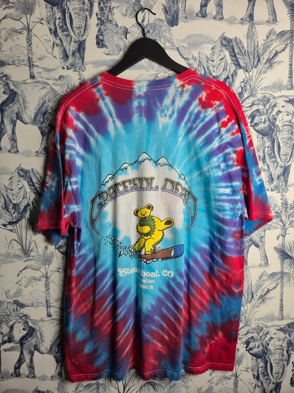 T-shirt Vintage Grateful Dead Tie-dye 1990 Steamboat Co Xl Bleu