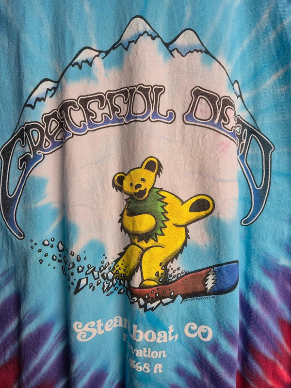 T-shirt Vintage Grateful Dead Tie-dye 1990 Steamboat Co Xl Bleu