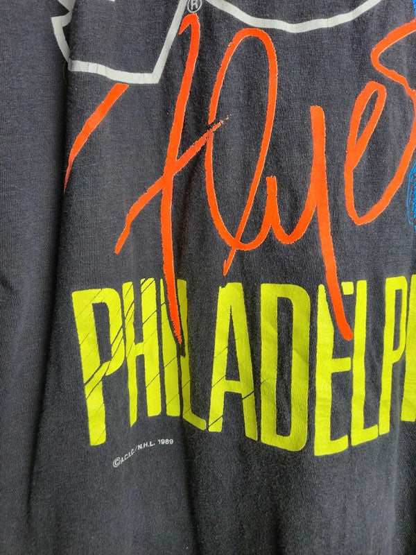 T-shirt Vintage Nhl Philadelphia Flyers 1989 Athletics Softwear Taille L Noir