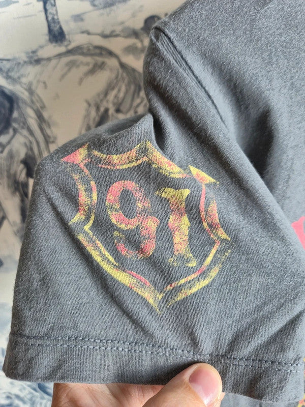 T-shirt Planet Hollywood Paris Vintage Gris Logo Fleur de Lys Taille S