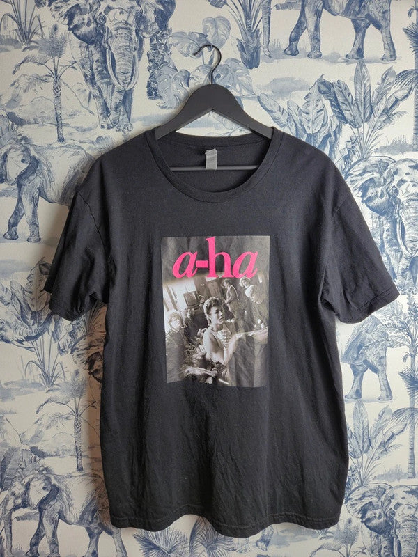 T-shirt noir Gildan a-ha band music vintage style rock taille Xl