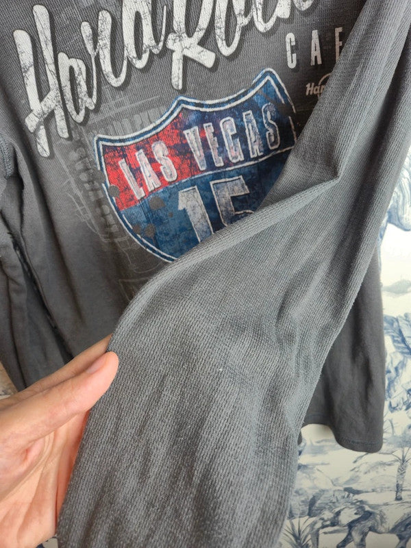 T-shirt manches longues Hard Rock Cafe Las Vegas gris thermique M vintage