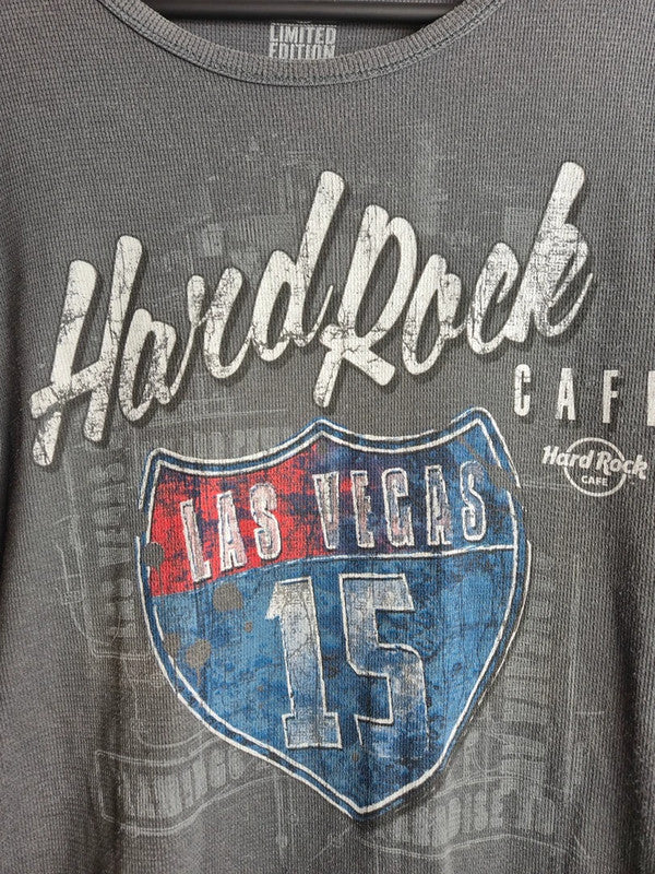 T-shirt manches longues Hard Rock Cafe Las Vegas gris thermique M vintage