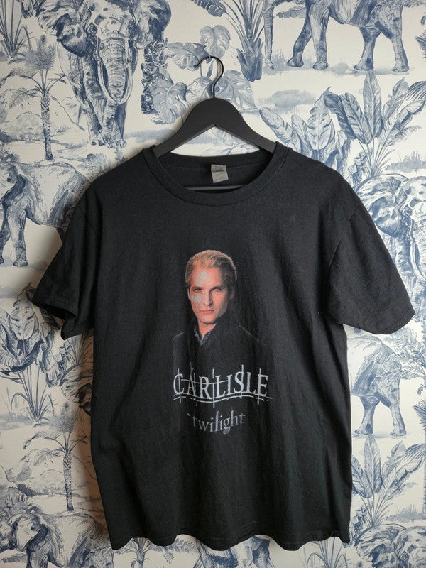 T-shirt noir Gildan imprimé Carlisle Twilight film culte vintage L