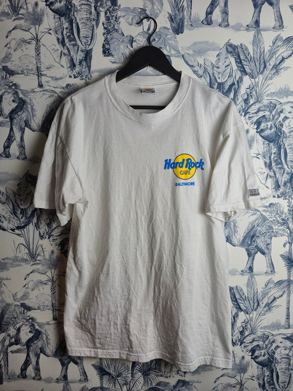 T-shirt Hard Rock Cafe Baltimore Vintage Blanc L Psychédélique Collector