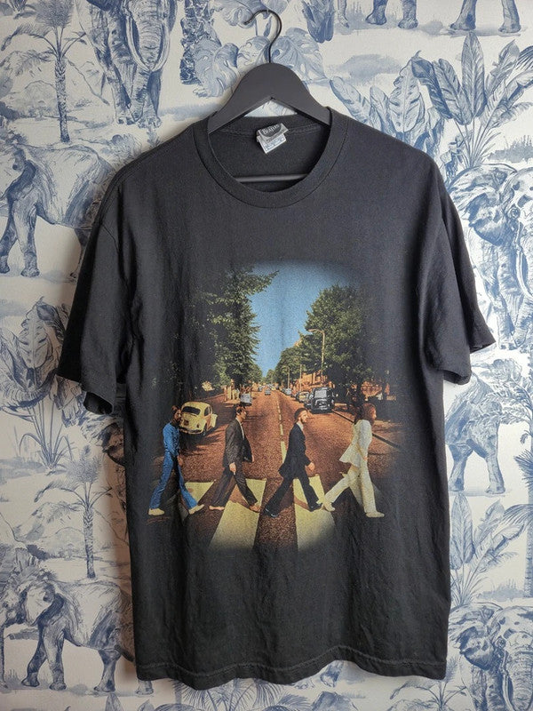 T-shirt Vintage The Beatles Abbey Road 2005 Noir Coton Imprimé Taille L