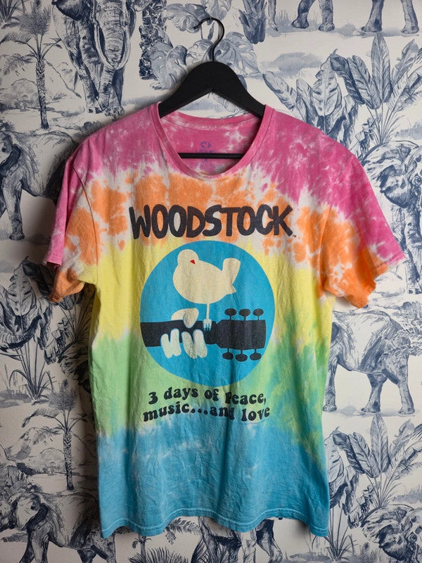 T-shirt Liquid Blue Woodstock Tie-dye Multicolore Vintage Style Taille M