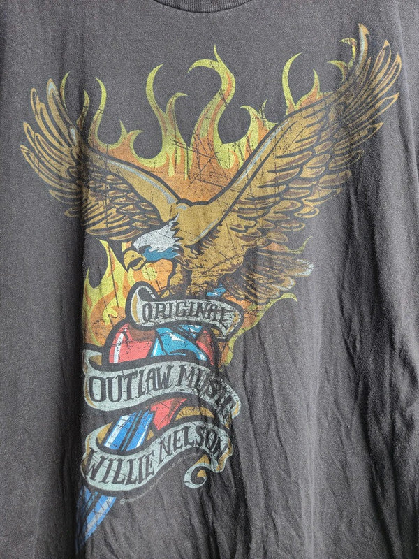 T-shirt Zion Rootswear Willie Nelson Vintage Marron Taille L Style Outlaw Music