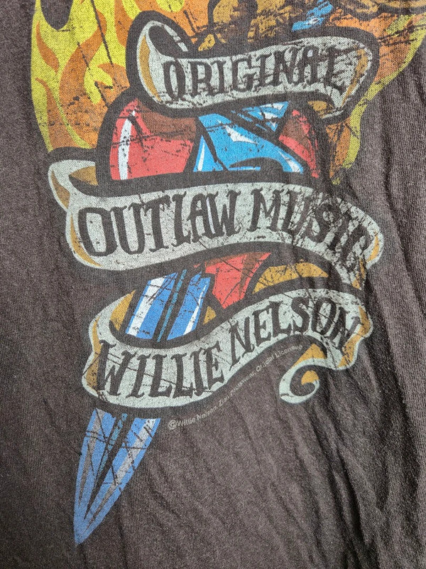 T-shirt Zion Rootswear Willie Nelson Vintage Marron Taille L Style Outlaw Music