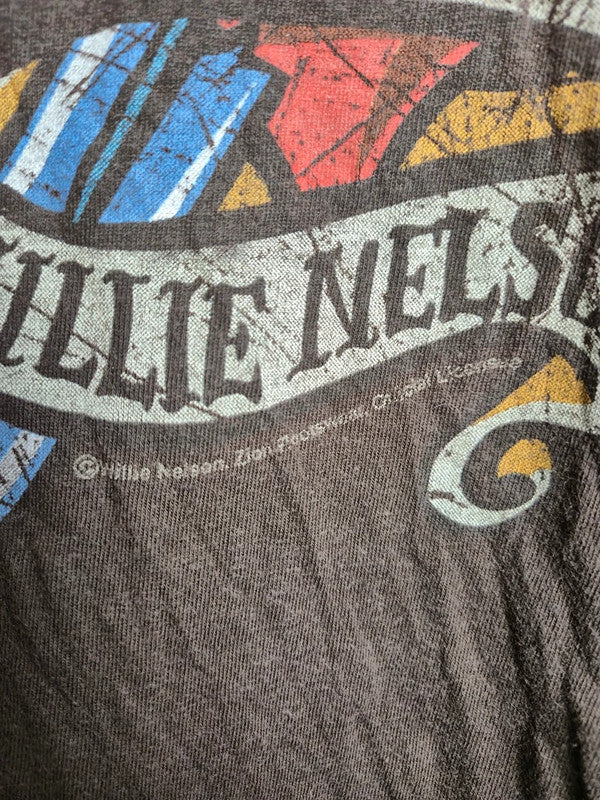 T-shirt Zion Rootswear Willie Nelson Vintage Marron Taille L Style Outlaw Music