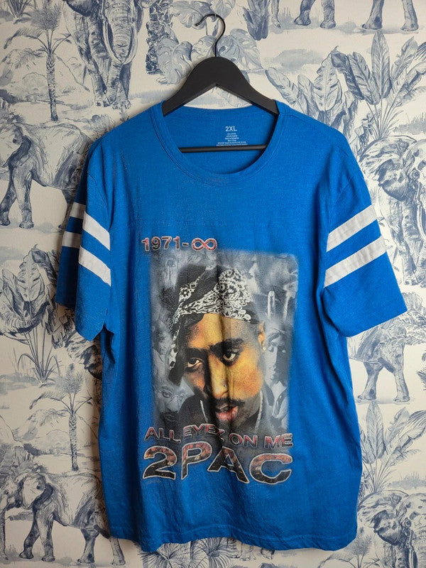 T-shirt 2pac All Eyez On Me Bleu Style Rap Vintage Xxl
