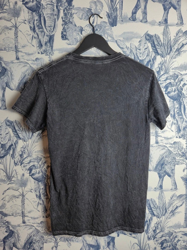 T-shirt Nirvana Gris Délavé Imprimé Smiley Jaune Vintage Taille S