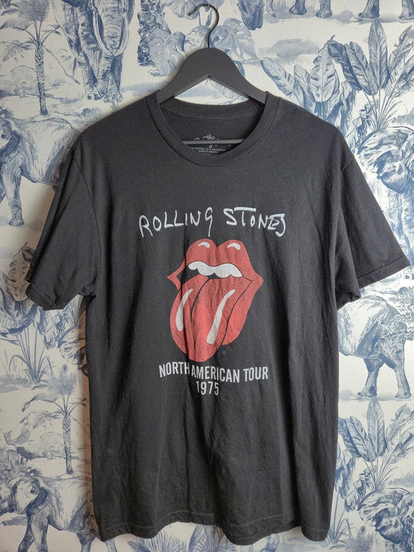 T-shirt The Rolling Stones Rock Noir North American Tour 1975 Taille S