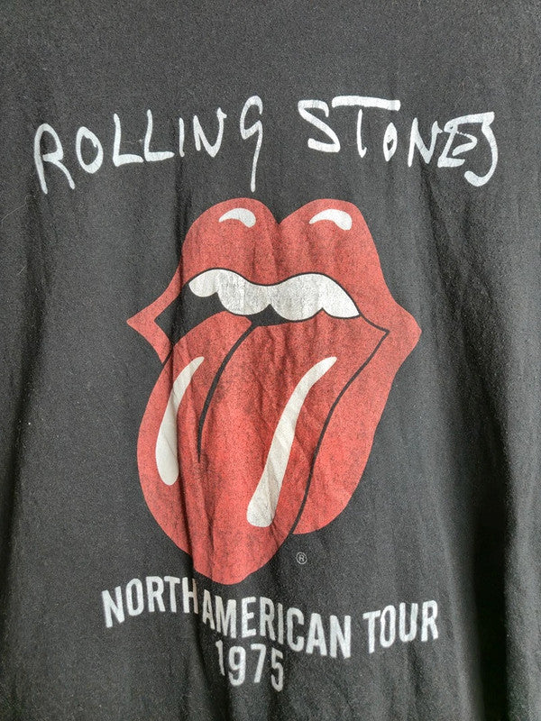 T-shirt The Rolling Stones Rock Noir North American Tour 1975 Taille S
