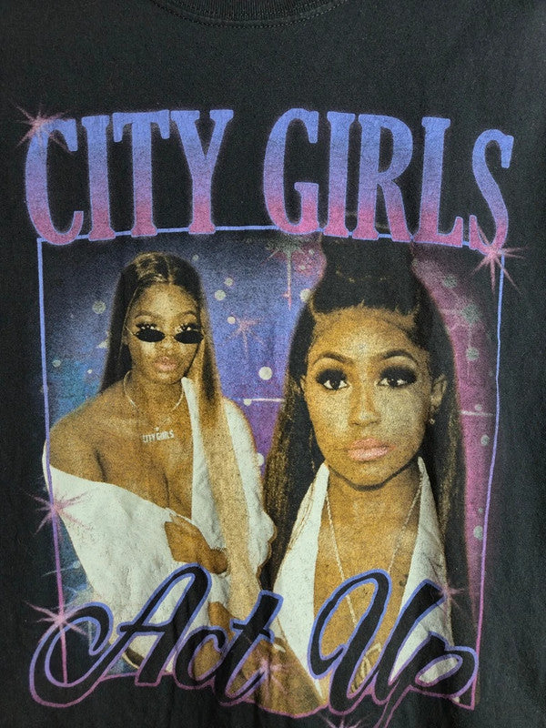 T-shirt City Girls Act Up Rap Tee Vintage Noir Taille L
