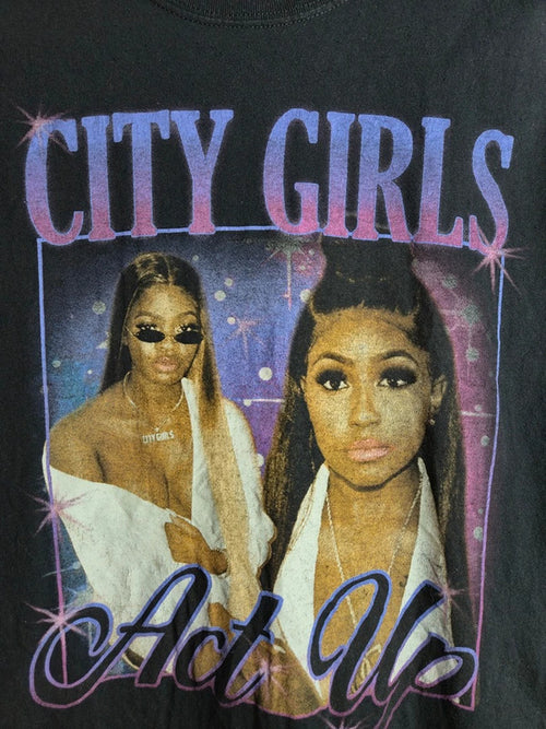 T-shirt City Girls Act Up Rap Tee Vintage Noir Taille L