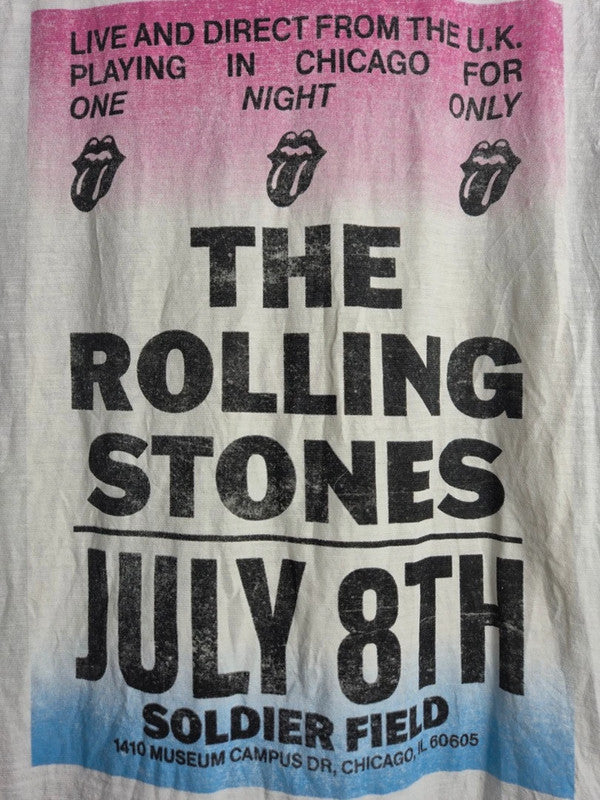 T-shirt blanc The Rolling Stones Soldier Field Chicago Rock Vintage M