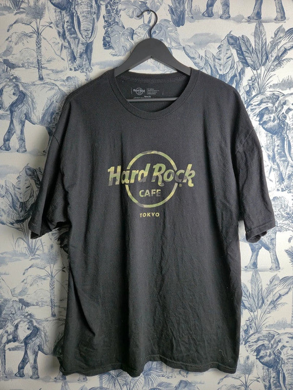 T-shirt Hard Rock Cafe Tokyo Noir Graphique Camo Vintage Homme Xl