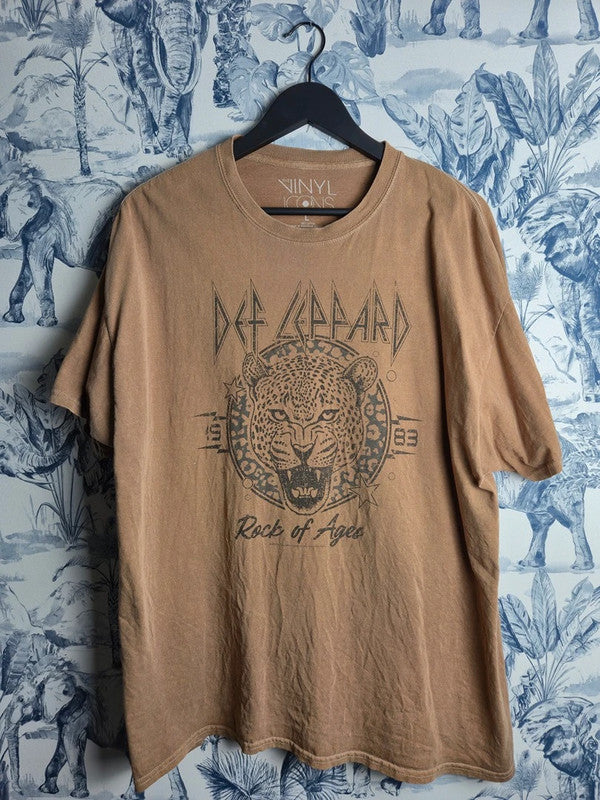 T-shirt Def Leppard Rock Of Ages Style Vintage Marron Taille L