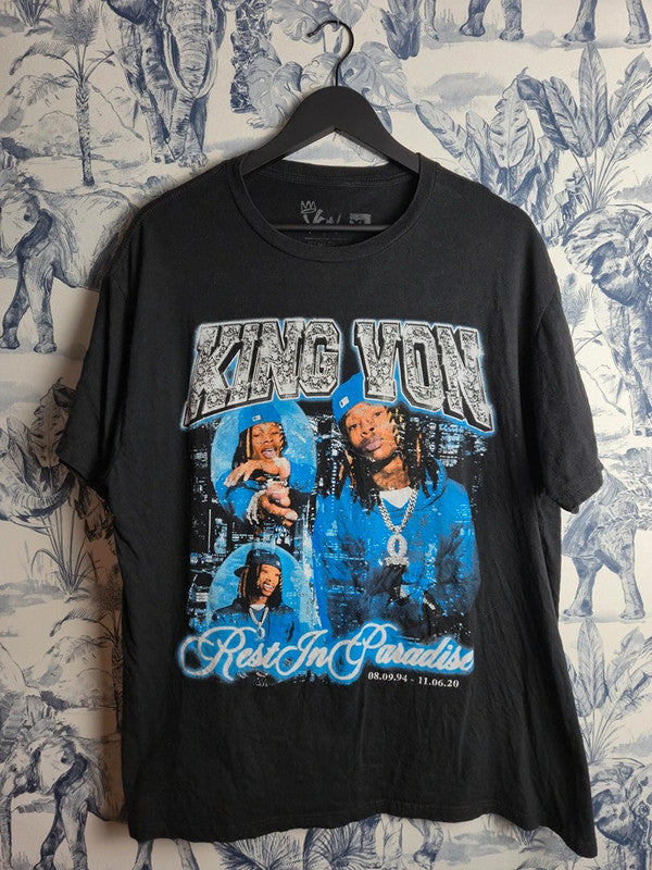 T-shirt King Von Rest In Paradise Noir Xl Rap Streetwear