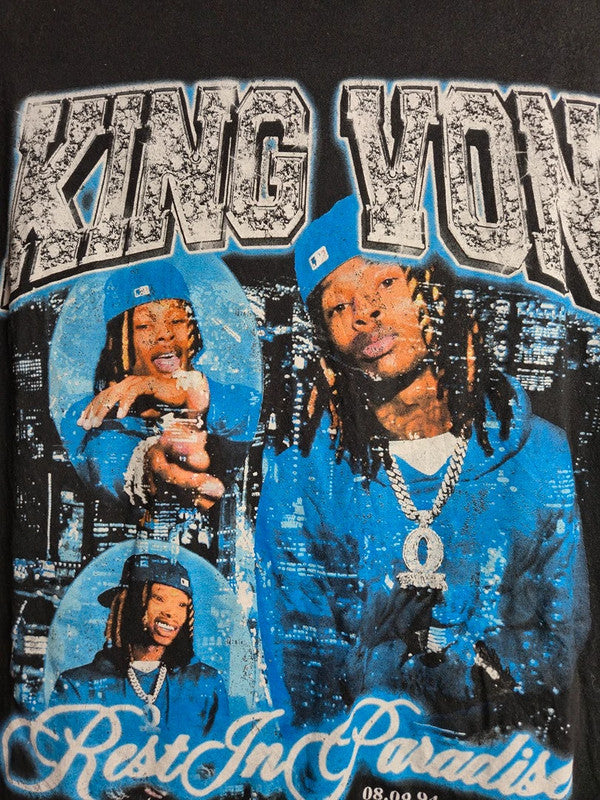 T-shirt King Von Rest In Paradise Noir Xl Rap Streetwear