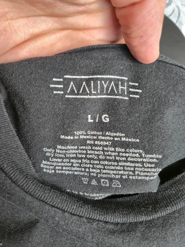 T-shirt Aaliyah Vintage Noir Imprimé Graphique Taille L Homme