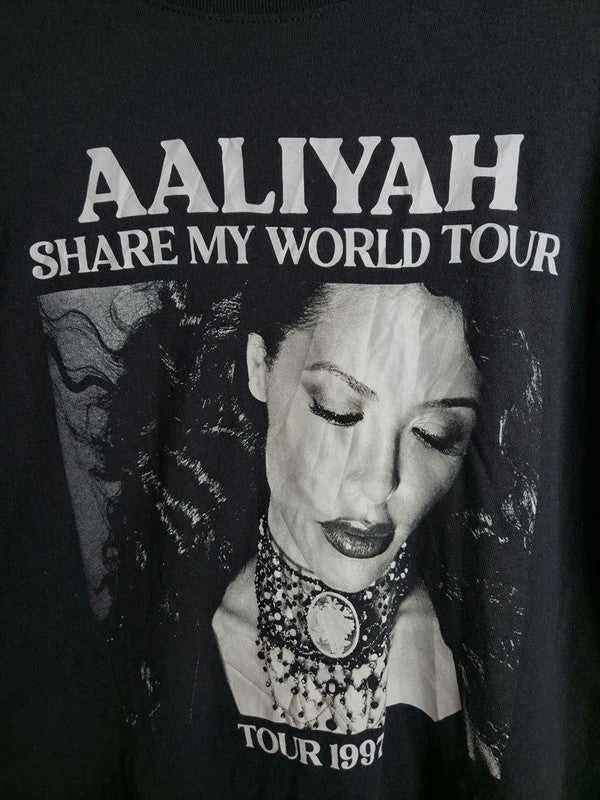 T-shirt Aaliyah Share My World Tour 1997 Noir Taille Xl