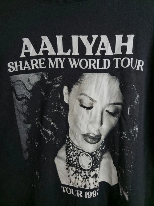 T-shirt Aaliyah Share My World Tour 1997 Noir Taille Xl