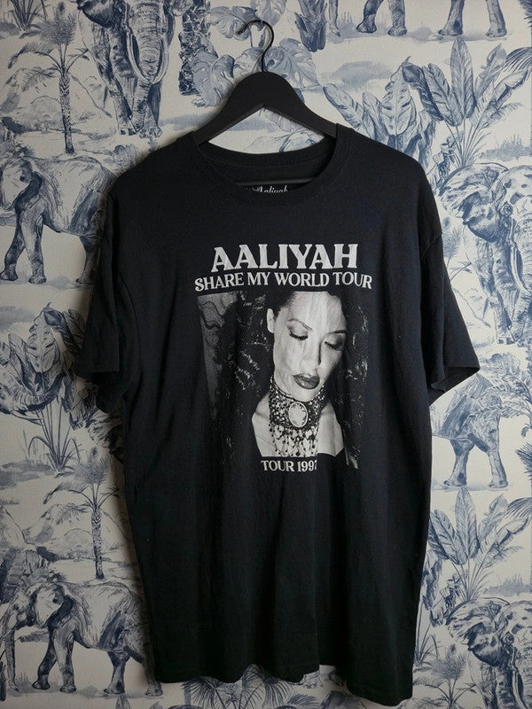T-shirt Aaliyah Share My World Tour 1997 Noir Taille Xl