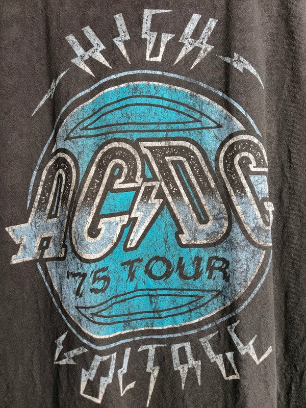 T-shirt Ac/dc noir rock vintage style High Voltage 75 Tour L