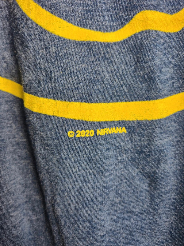 T-shirt Nirvana Bleu Vintage Smiley Rock Grunge Taille S
