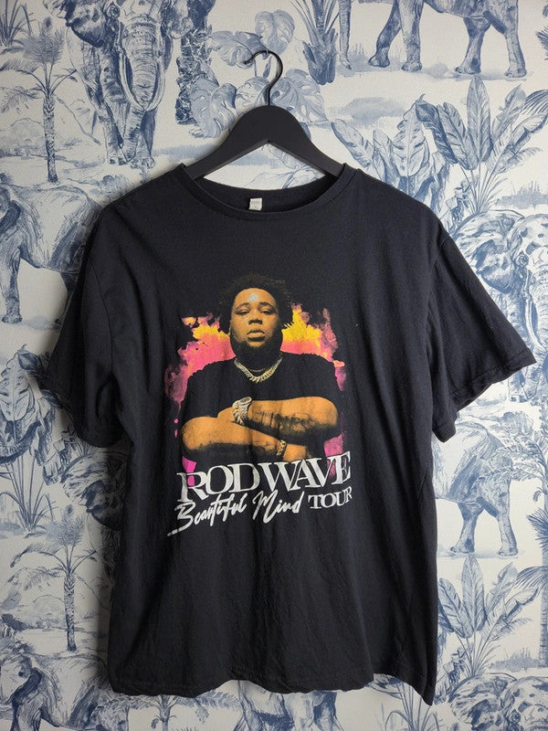 T-shirt Rod Wave Beautiful Mind Tour Merch Officiel Rap Noir Taille L Rare