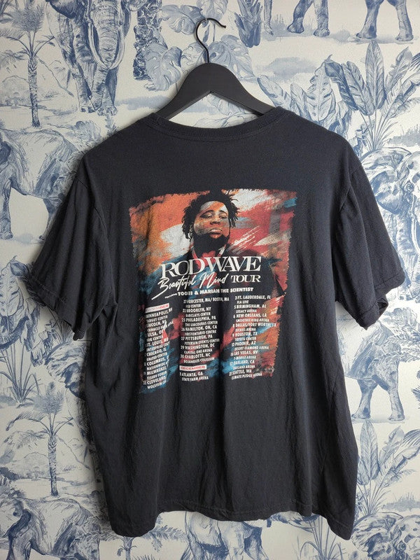 T-shirt Rod Wave Beautiful Mind Tour Merch Officiel Rap Noir Taille L Rare