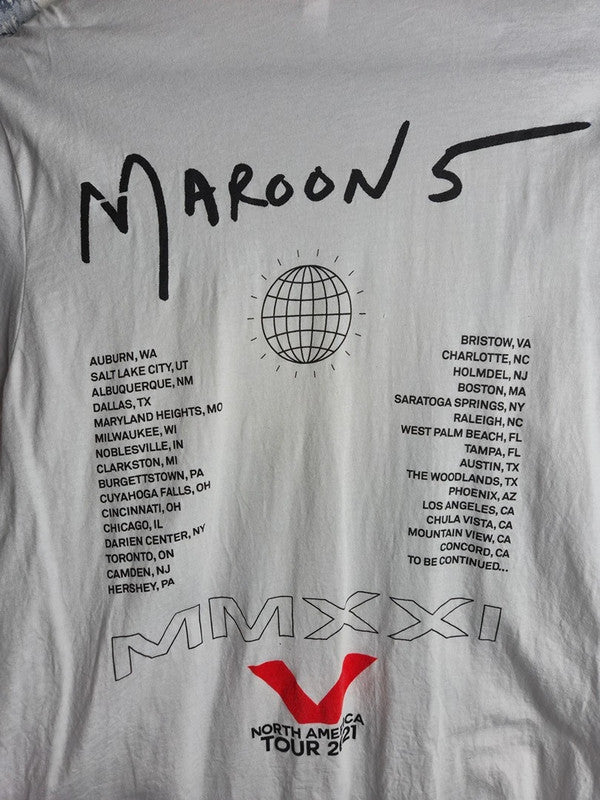 T-shirt unisexe blanc Bella+canvas Maroon 5 North America Tour 2021 L