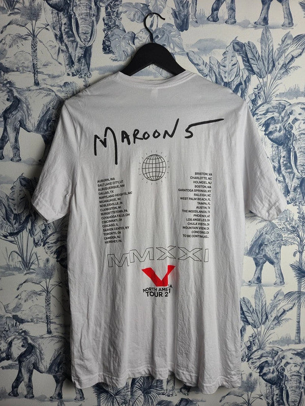 T-shirt unisexe blanc Bella+canvas Maroon 5 North America Tour 2021 L