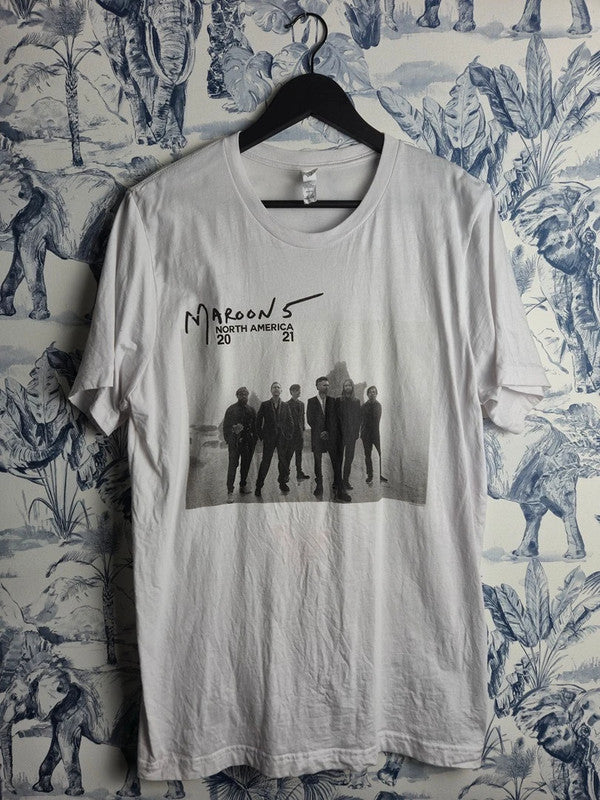 T-shirt unisexe blanc Bella+canvas Maroon 5 North America Tour 2021 L