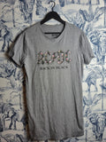 T-shirt Ac/dc Back In Black Gris Fleurs Rock Taille M Homme