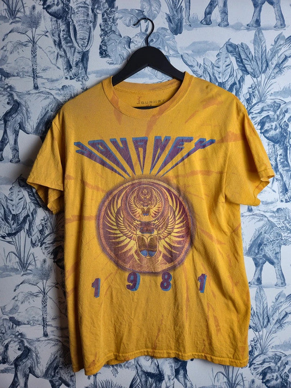 T-shirt Journey Rock Band Vintage Style Tie-dye Jaune Taille M