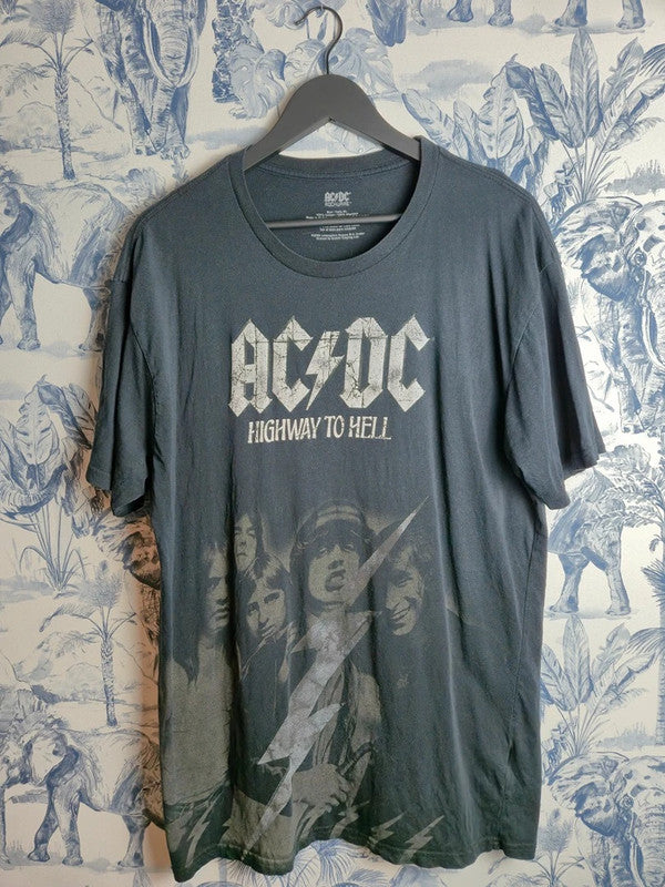 T-shirt Ac/dc Highway To Hell Noir Xl Style Vintage Rock Coton